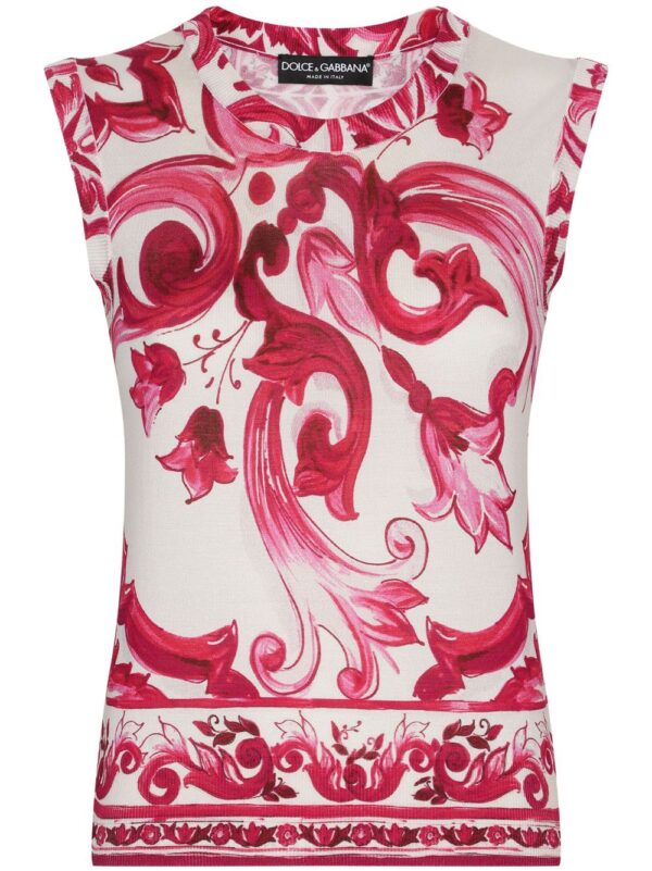 Dolce & Gabbana  Maiolica-print silk tank top