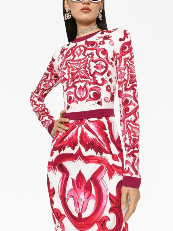 Dolce & Gabbana  Majolica-print pencil midi dress - Image 4