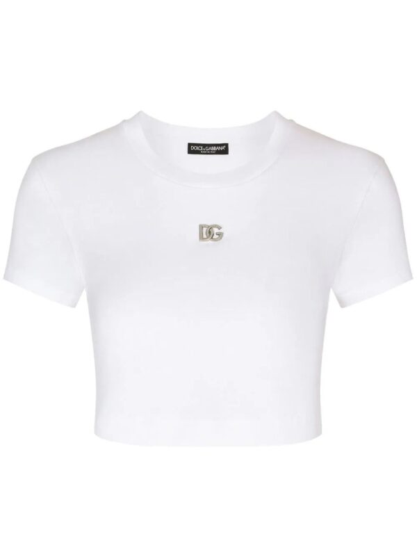 Dolce & Gabbana  logo-embroidered crop T-shirt