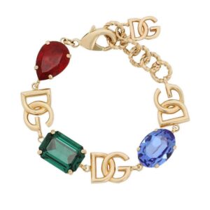 Dolce & Gabbana  logo-charm crystal-embellished bracelet