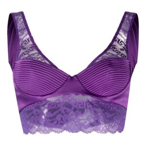 Versace Greca-detail lace brallete top