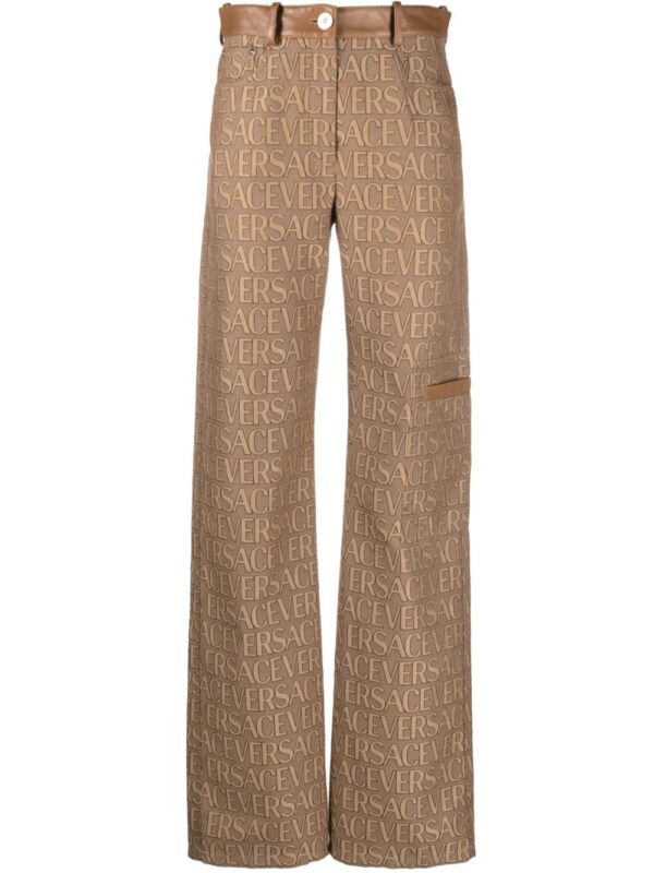 Versace  logo-jacquard straight-leg trousers