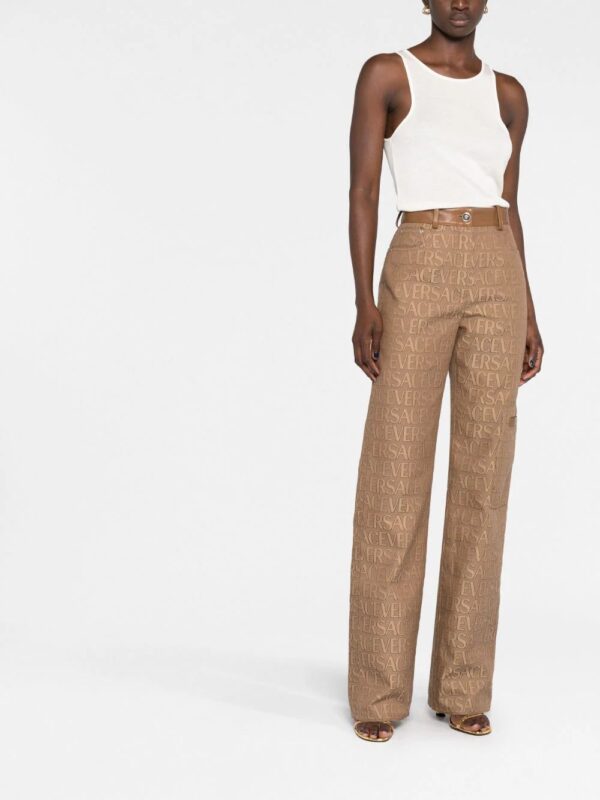 Versace  logo-jacquard straight-leg trousers - Image 2