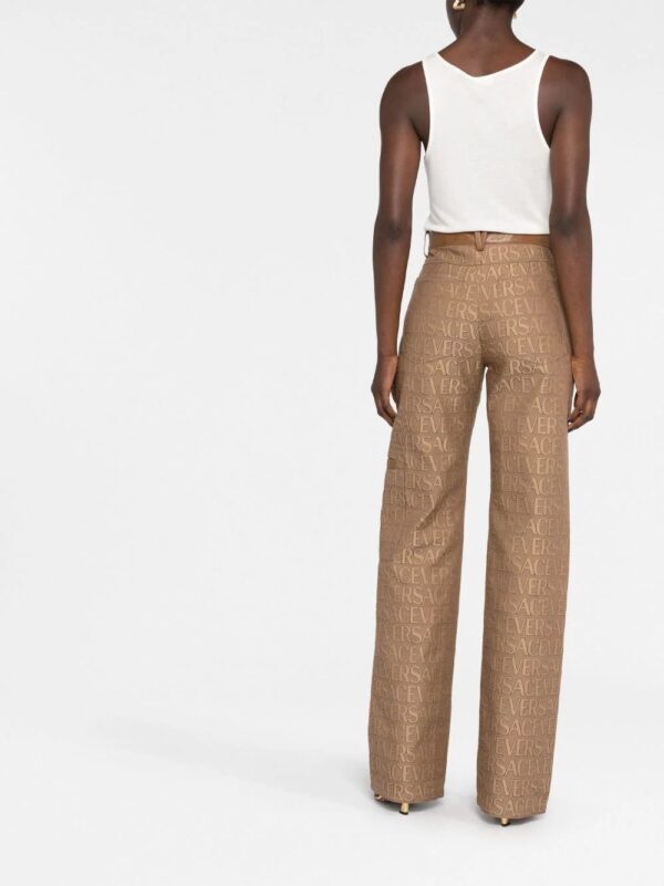 Versace  logo-jacquard straight-leg trousers - Image 4