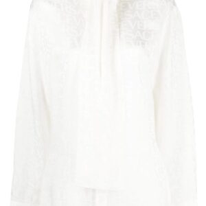 Versace Allover-jacquard satin blouse