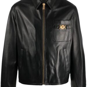 Versace  Medusa logo-plaque leather jacket