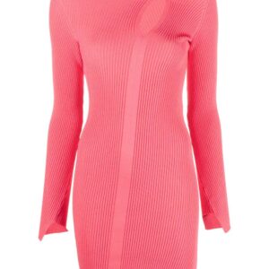 Versace ribbed-knit slashed minidress