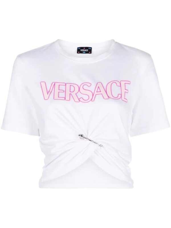 Versace  safety-pin logo-print T-Shirt