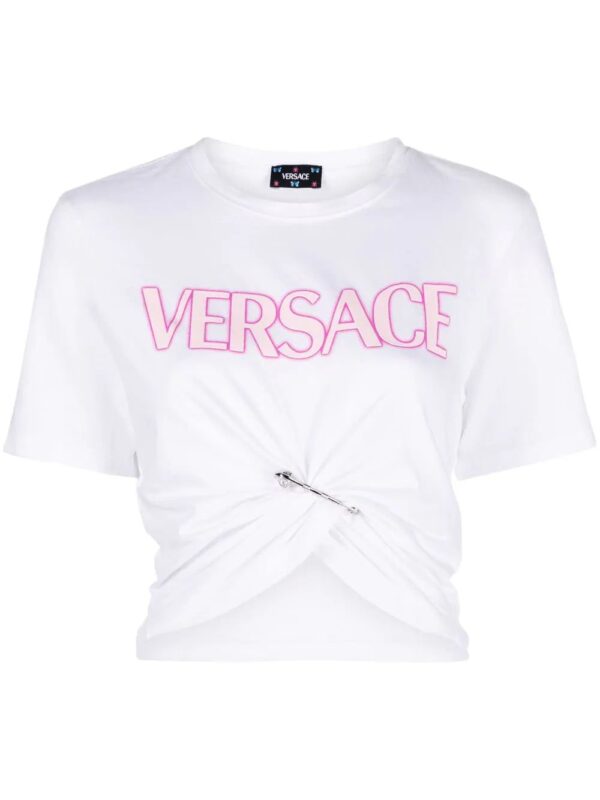 Versace  safety-pin logo-print T-Shirt