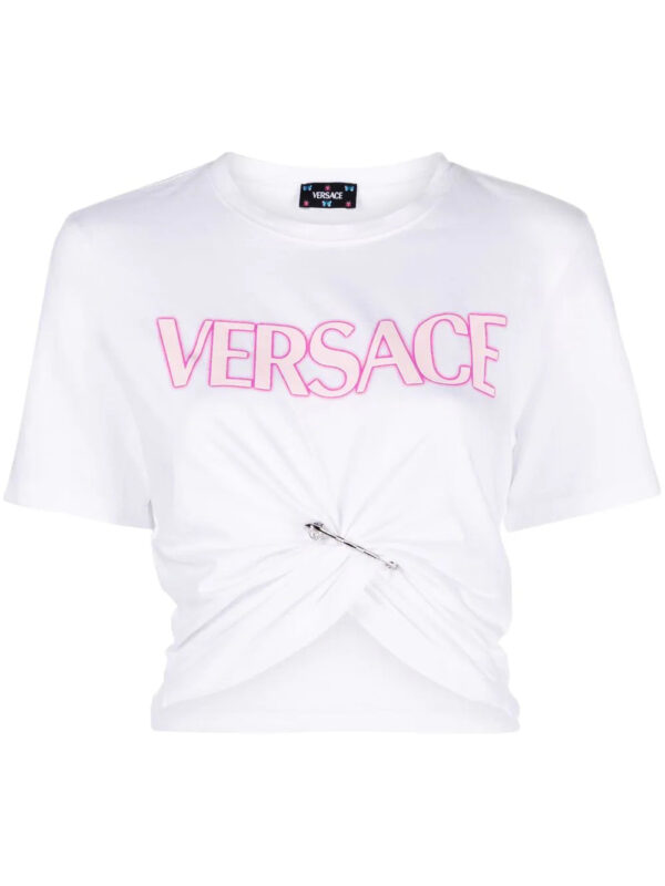 Versace  safety-pin logo-print T-Shirt