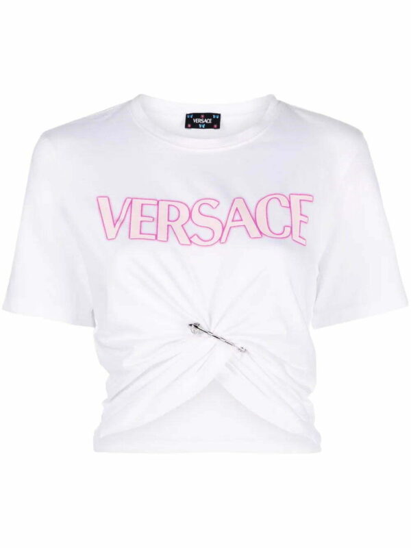 Versace  safety-pin logo-print T-Shirt