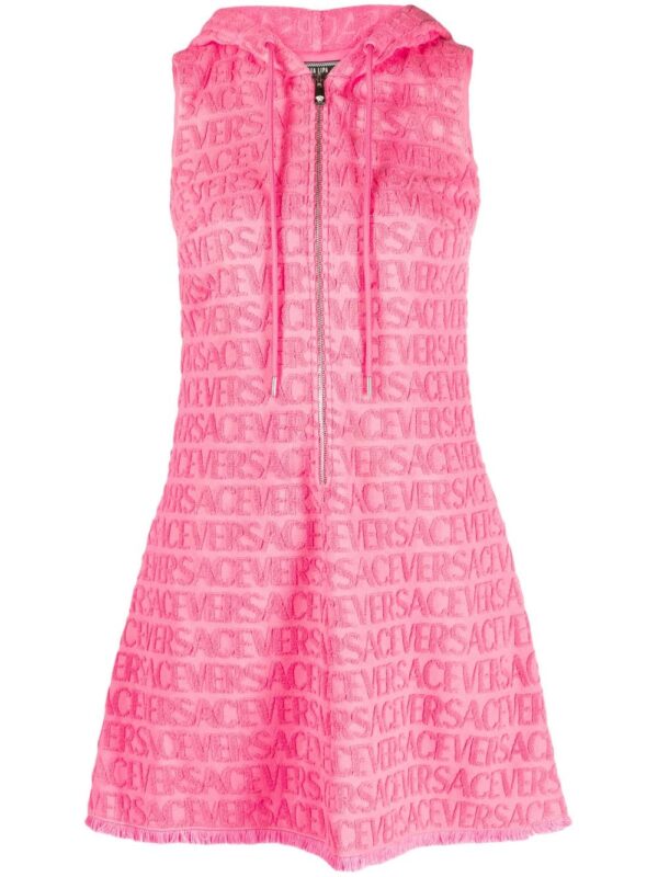 Versace  x Dua Lipa Allover logo-embossed hooded dress