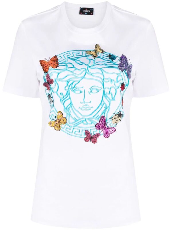 Versace  Medusa Head-embroidery cotton T-shirt