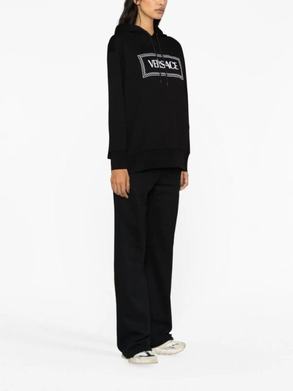Versace  logo-print rib-trimmed hoodie - Image 3