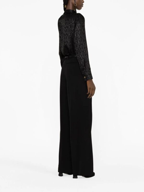 Versace  pleated wide-leg stretch-wool trousers - Image 3