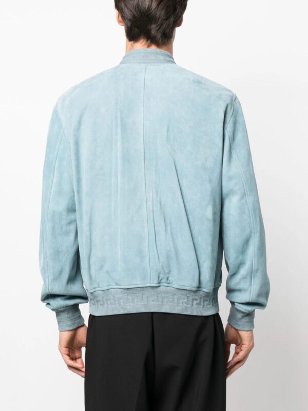 Versace  logo-embroidered suede bomber jacket - Image 4