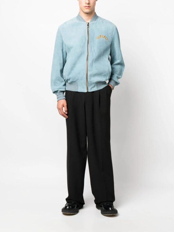 Versace  logo-embroidered suede bomber jacket - Image 2