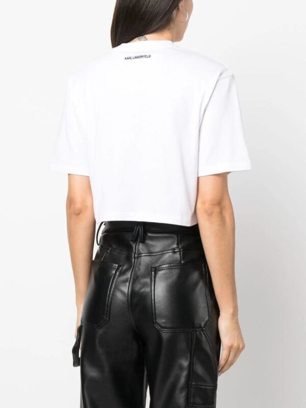 Karl Lagerfeld  logo-print organic-cotton cropped T-shirt - Image 4