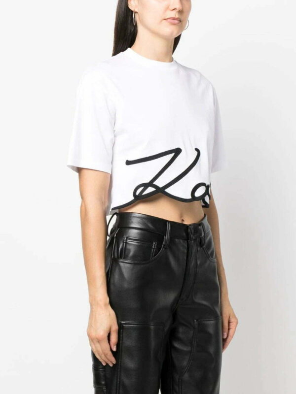 Karl Lagerfeld  logo-print organic-cotton cropped T-shirt - Image 3