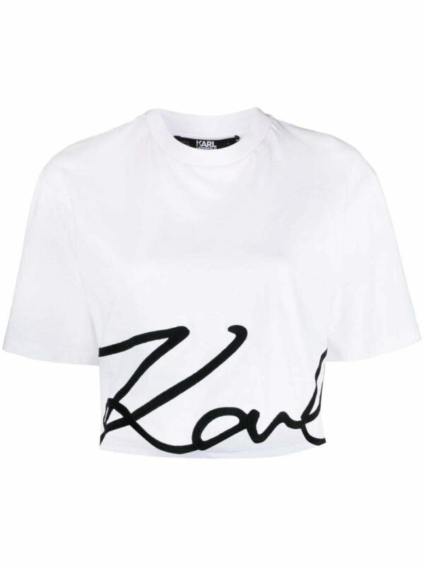 Karl Lagerfeld  logo-print organic-cotton cropped T-shirt