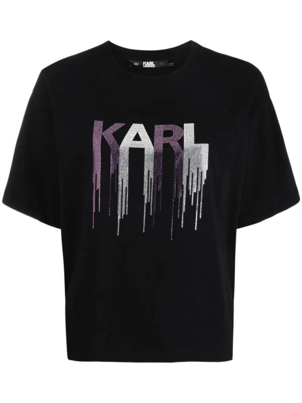 Karl Lagerfeld  rhinestone-embellished logo-print T-shirt