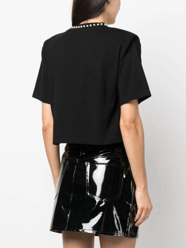 Karl Lagerfeld  faux-pearl embellished padded T-shirt - Image 4