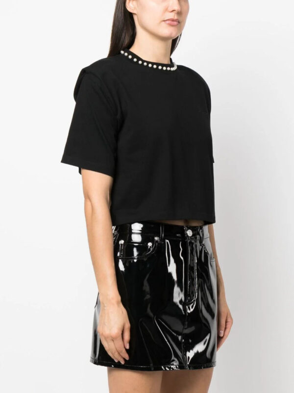 Karl Lagerfeld  faux-pearl embellished padded T-shirt - Image 3