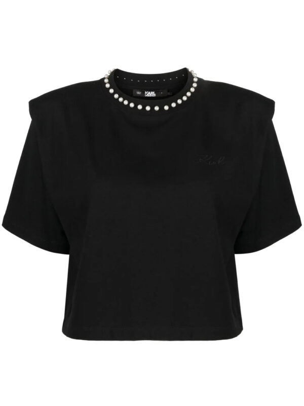 Karl Lagerfeld  faux-pearl embellished padded T-shirt