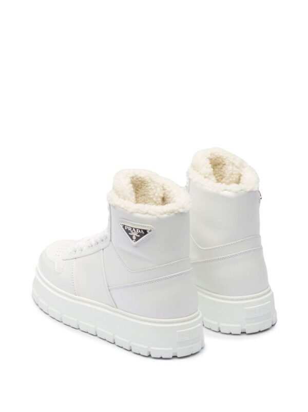 Prada triangle-logo high-top leather sneakers - Image 3