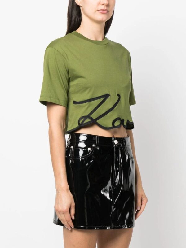 Karl Lagerfeld  logo-print organic-cotton cropped T-shirt - Image 3
