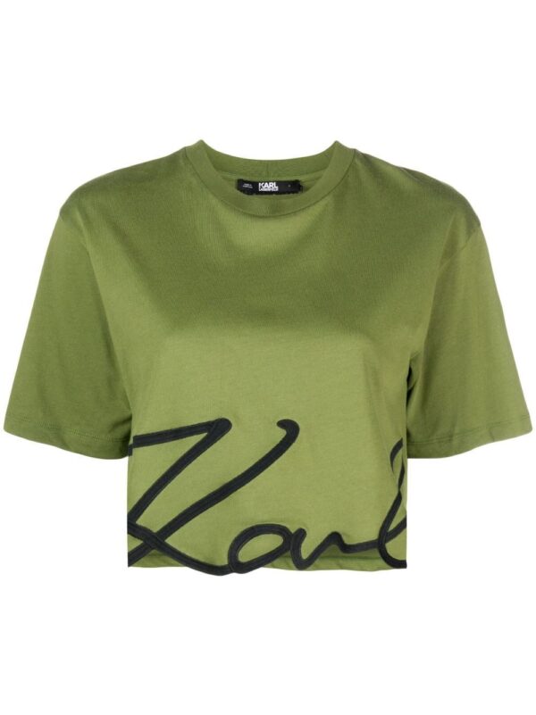 Karl Lagerfeld  logo-print organic-cotton cropped T-shirt