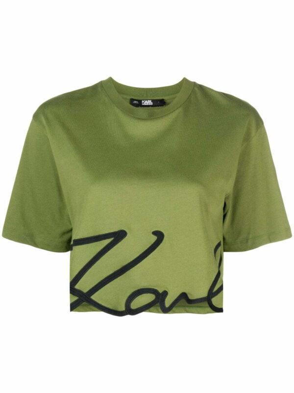Karl Lagerfeld  logo-print organic-cotton cropped T-shirt