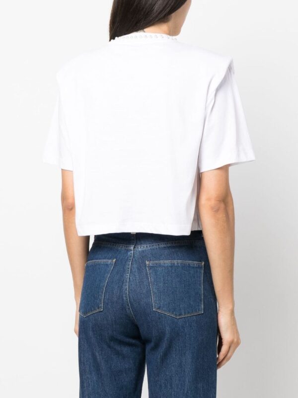 Karl Lagerfeld  faux-pearl-embellished padded T-shirt - Image 4
