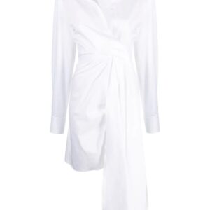 Off-White  draped asymmetric cotton-poplin shirt dress