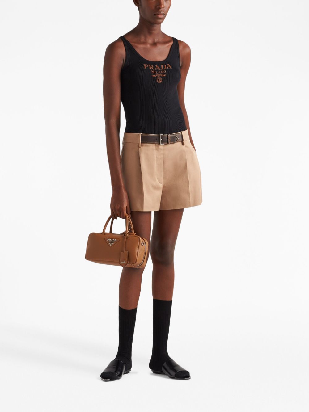 Prada logo-print silk tank top - Image 2