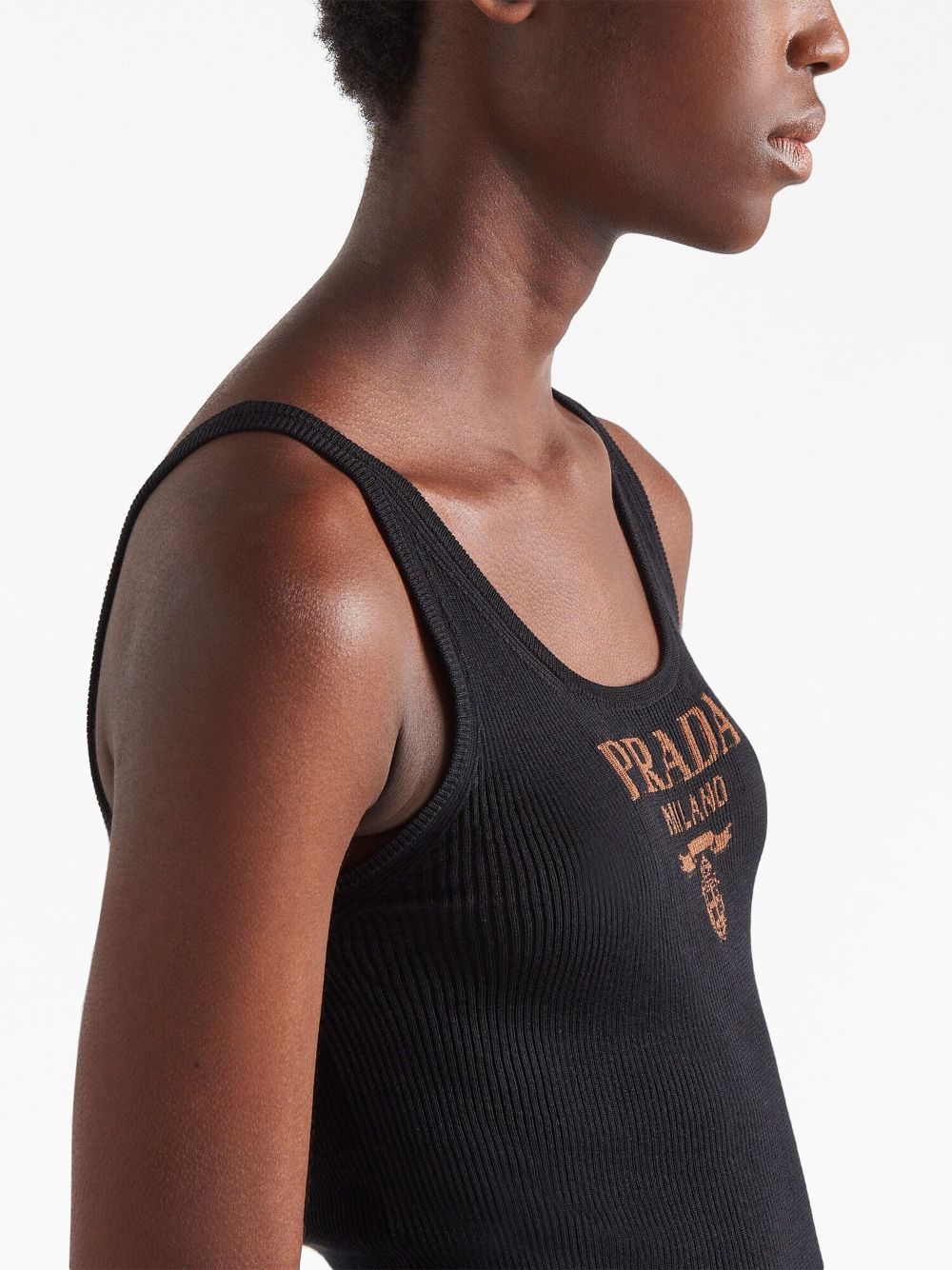 Prada logo-print silk tank top - Image 4