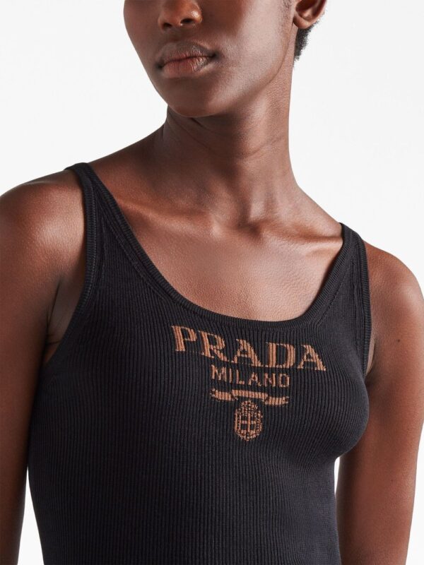 Prada logo-print silk tank top - Image 5