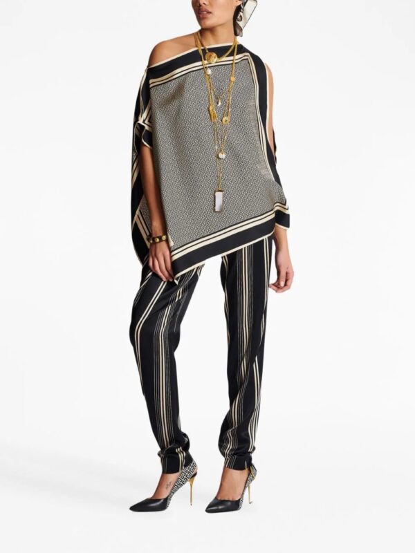 Balmain  asymmetric monogram silk top - Image 2