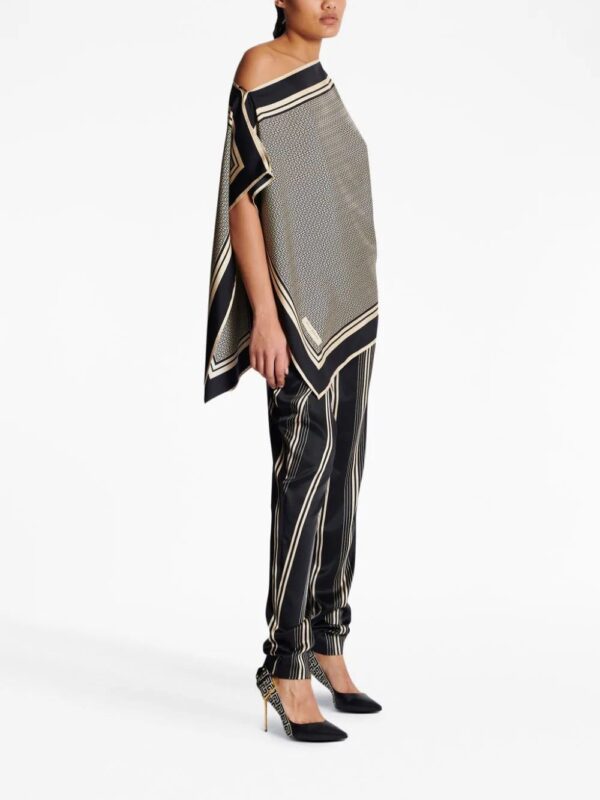 Balmain  asymmetric monogram silk top - Image 3