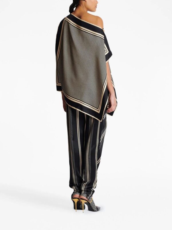Balmain  asymmetric monogram silk top - Image 4