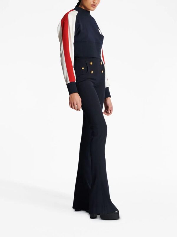 Balmain  logo-embroidery cropped sweatshirt - Image 3