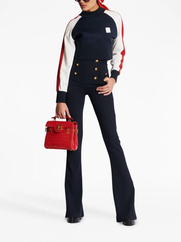 Balmain  logo-embroidery cropped sweatshirt - Image 2