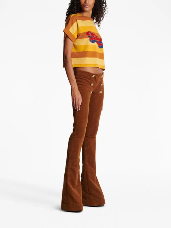 Balmain  logo-print striped cropped T-shirt - Image 2