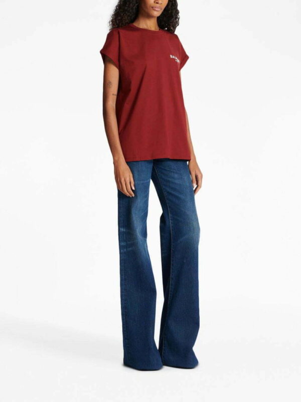 Balmain  flocked-logo organic-cotton T-shirt - Image 3