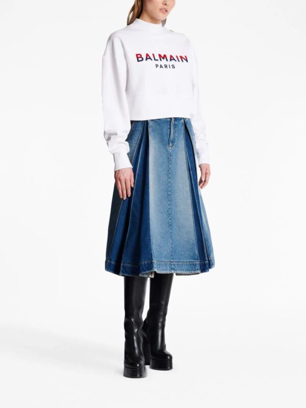 Balmain  3-Buttons logo-print cotton sweatshirt - Image 3
