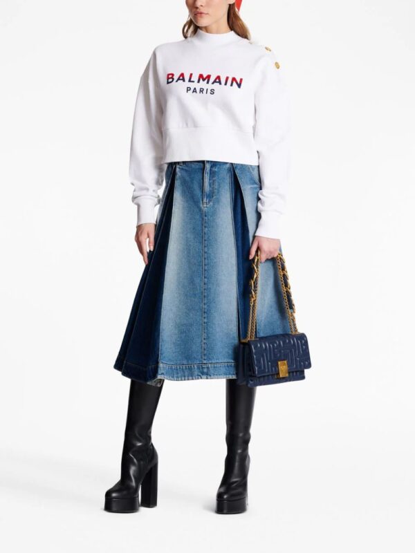 Balmain  3-Buttons logo-print cotton sweatshirt - Image 2