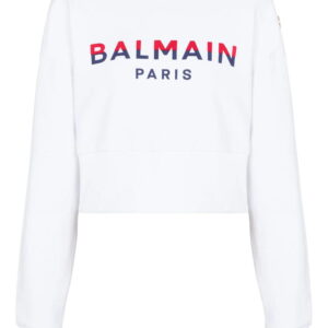 Balmain  3-Buttons logo-print cotton sweatshirt