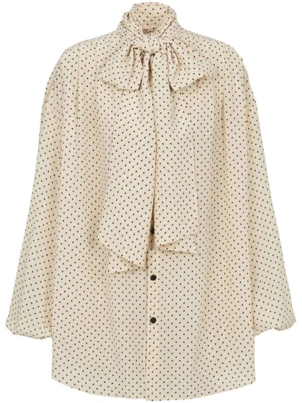 Balmain  printed pussy bow silk blouse