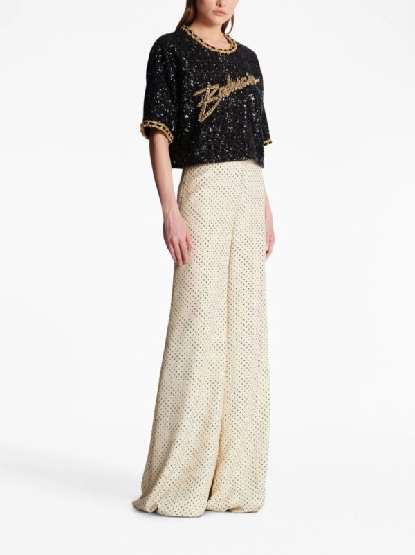 Balmain  logo-embroidery sequin top - Image 3
