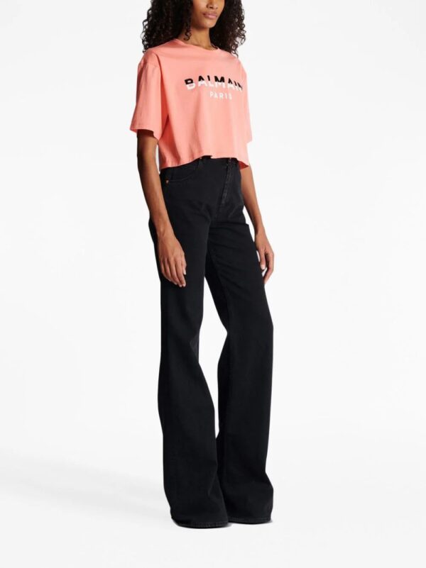 Balmain  flocked-logo cropped T-shirt - Image 3